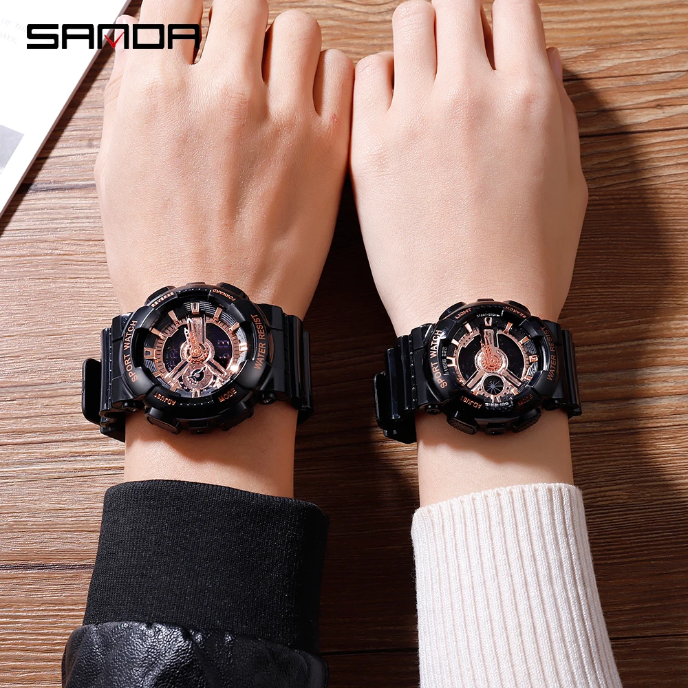 SANDA Brand Wrist Watch Men Watches Military Army G style Sport  Wristwatch Dual Display Male Watch For Couples Clock Waterproof