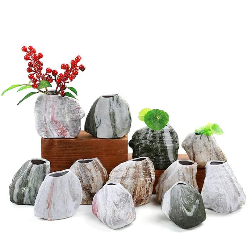 

Home Garden Decoration Retro Ceramic Flower Pot Stoneware Hydroponics Mini Vase Flowerpot Planter Creative Simple Crafts