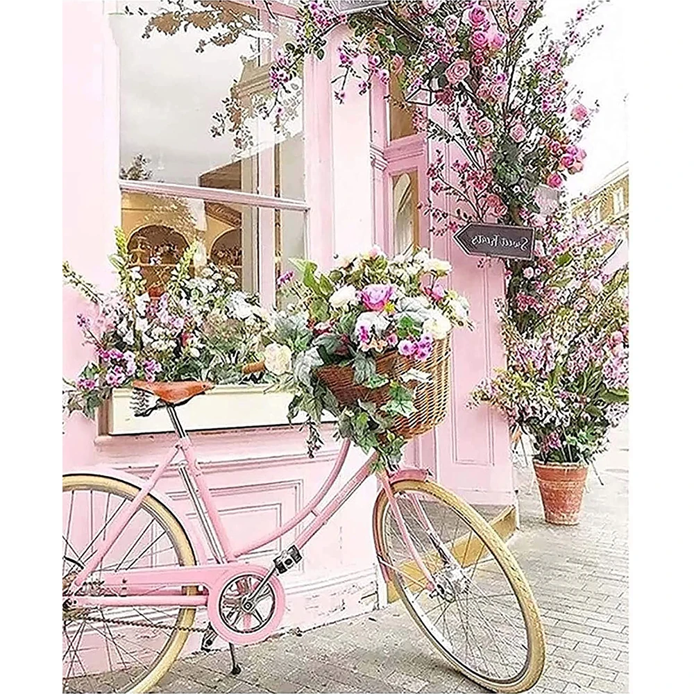 

Flower Bicycle Printed 11CT Cross-Stitch DIY Embroidery Patterns Needlework Handmade Painting Sewing Wholesale Floss Package