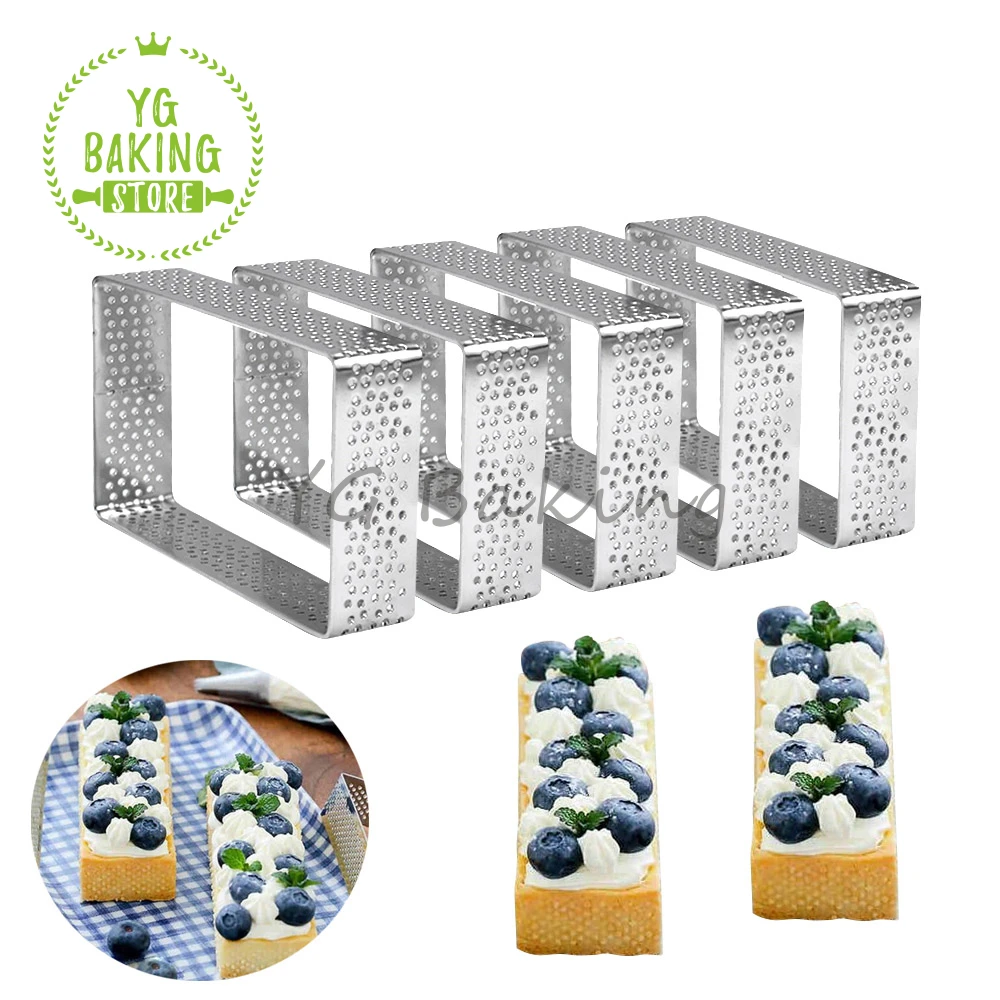 4/6/8 PCS DIY Perforated Mousse Cake Ring Stainless Steel Egg Tart Molds French Dessert Cookies Circle Mould Pastry Baking Tools