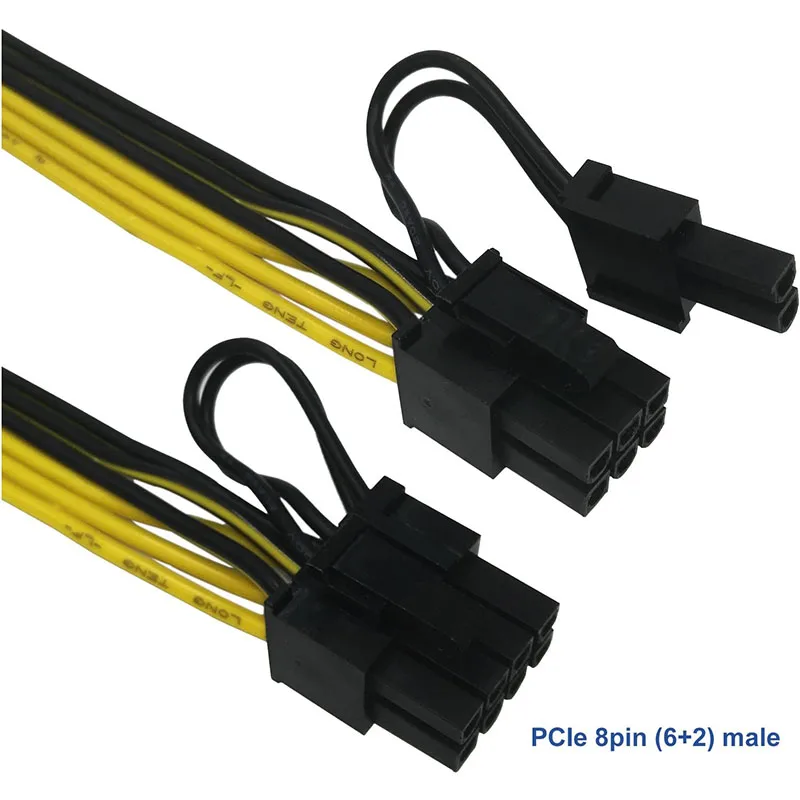 6 Buah CPU 8 Pin Female Ke Dual PCIe 2X 8 Pin (6 + 2) Male Power Adapter Splitter Cable For Graphics Card BTC Miner 9-Inci