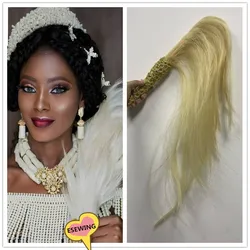 African Nigerian Bride horsetail Handmade for Party and Wedding Decoration, Embroidery Lace Stones for Bride, 1Pc