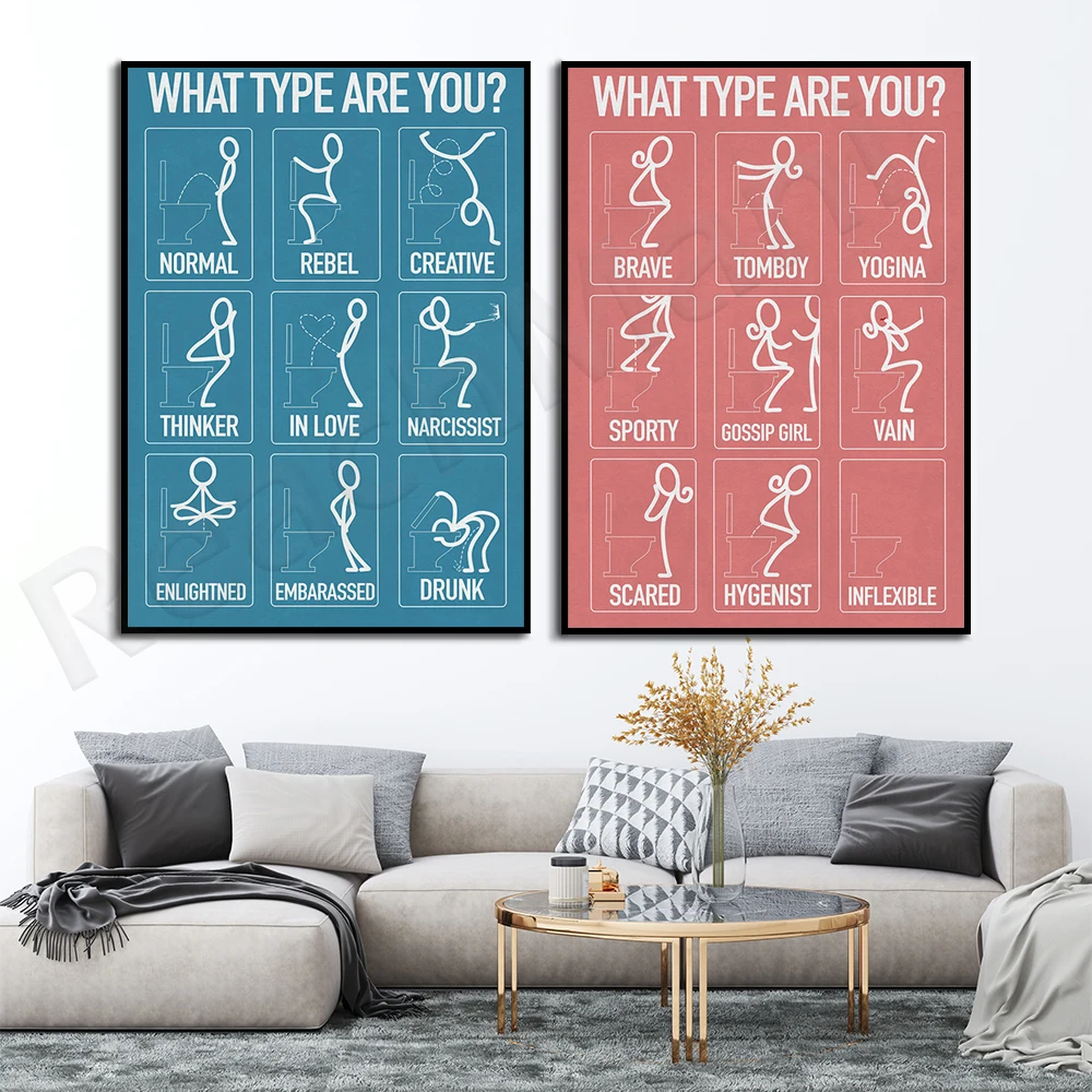 Wall art canvas painting funny restroom rules sign nordic poster print toilet humor picture bathroom home decoration