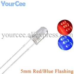 100pcs/20pcs 5mm Flashing Red/Blue Flash LED 10000mcd F5 Blinking Red/Blue led Light-Emitting Diode Bi-Color