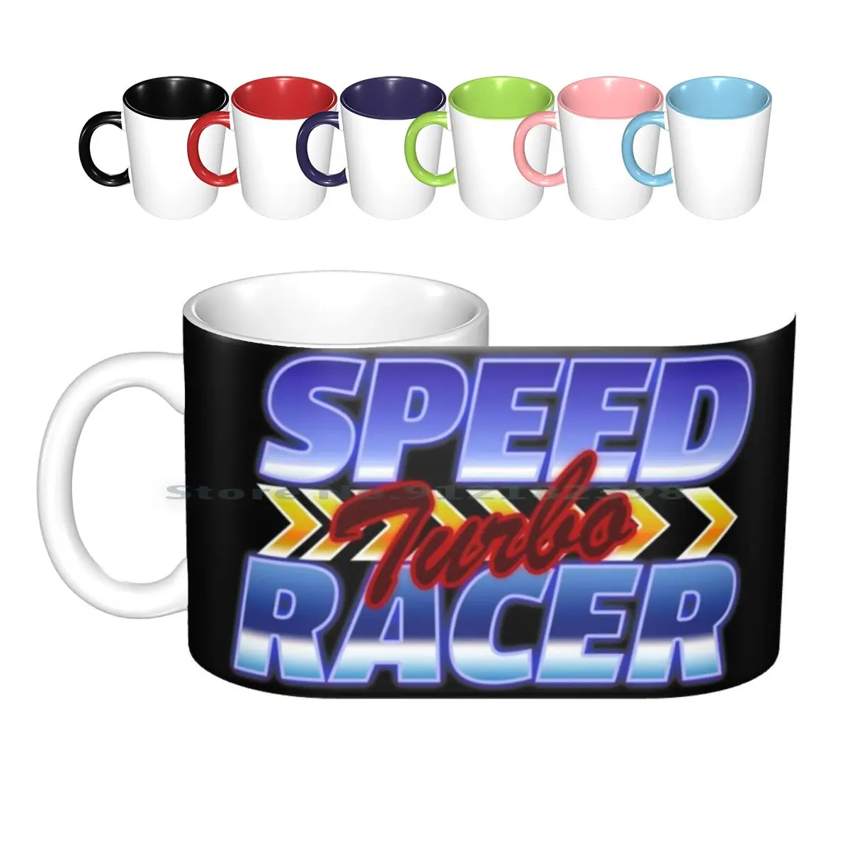 Турбо керамические кружки, кофейные чашки, Кружка для молока и чая, 80s турбо, ретро, винтажные, градиентные, синие, красные, желтые, блестящие