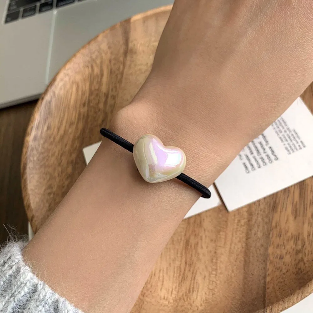 Wysokie elastyczne serce perła okrągły kształt opaski gumowe dla kobiet opaska do włosów dla dzieci dzieci słodkie cukierki kolor Hairbands