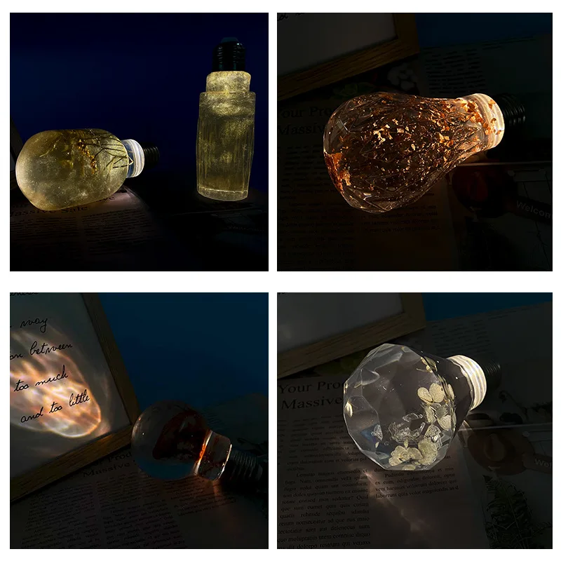 DIY Crystal Epoxy Resin Mold Light Bulb Epoxy Mold Mirror Light Bulb Decoration Silicone Mold For Resin