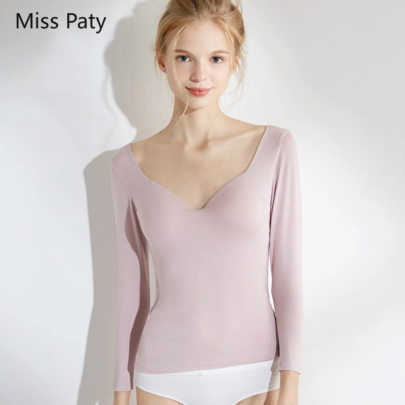 

Seamless basic intimate paded top body shape long sleeves johns warm thermal corset tees shirt for women underwear sexy lingerie