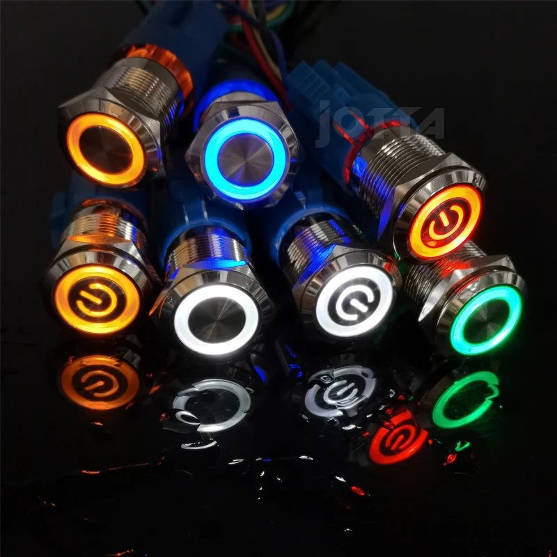 12/16/19/22mm Metal Push Button Switch Power Button Waterproof Flat Bircular Button LED Light  кнопка старт стоп