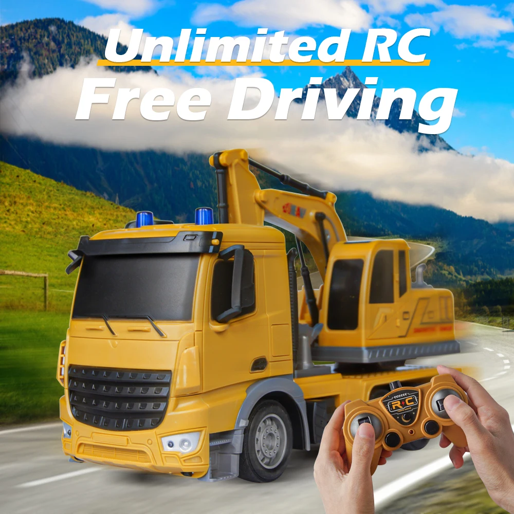 1:24 RC Garbage Truck Bulldozer Caterpillar Tractor Model Engineering Vehicle Excavator Remote Control Fire Truck Toy for Kid