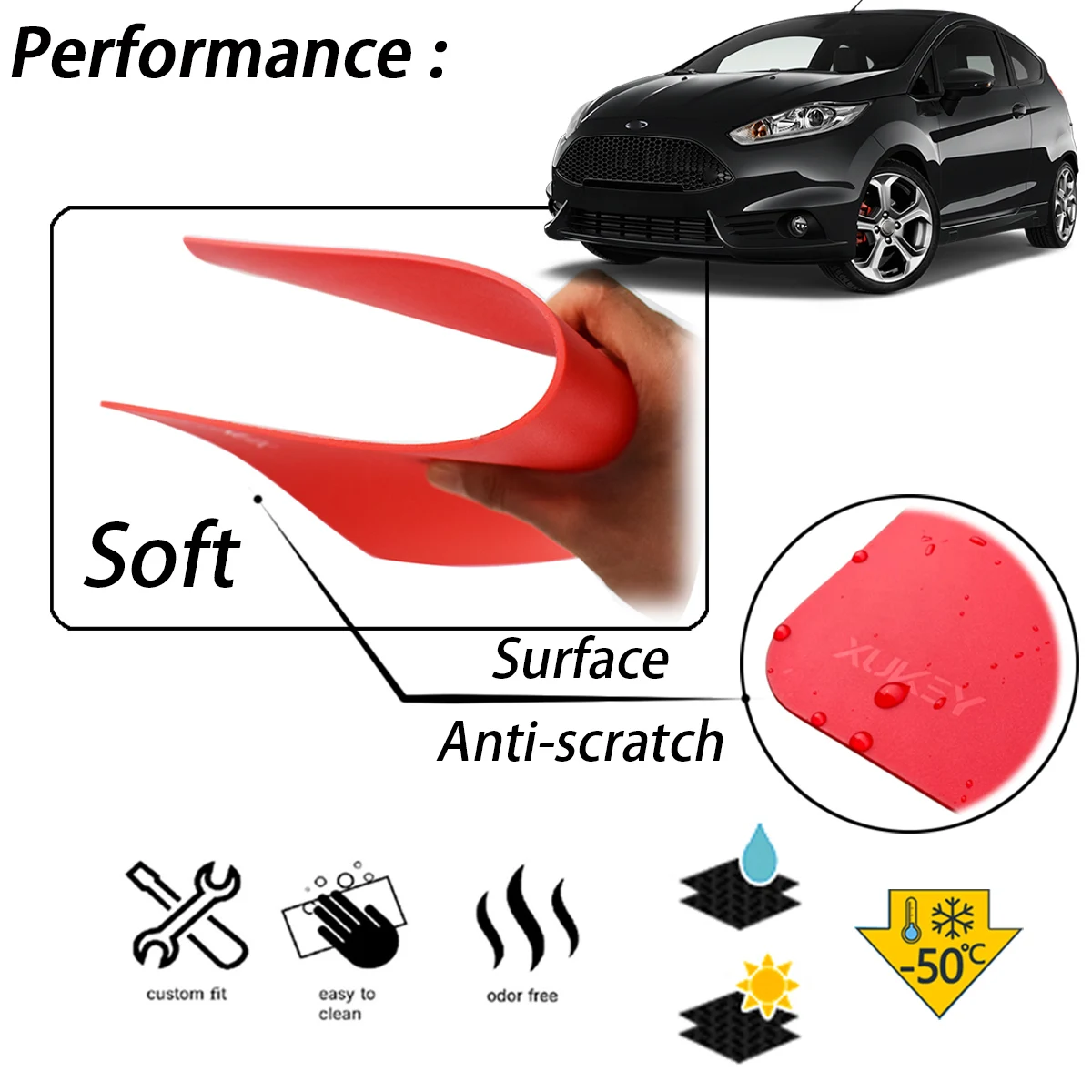 Red Mud Flaps Mudflaps Splash Guards Mudguards Fender Flares For Ford Fiesta ST ST180 Active Sport RS Line Zetec S XR4 Titanium