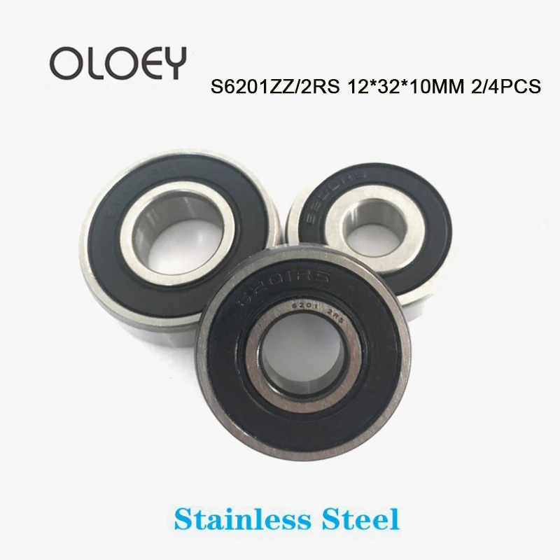 Free Shipping S6201ZZ 2RS 12x32x10mm 2/4PCS Stainless Steel High Quality Deep Groove Ball Bearing With Corrosion Resistance