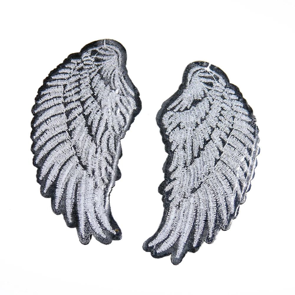 Silver Angels Patch for Kids Clothes, Iron on Embroidered Patch, DIY Angel Wings Patches, 1 Pair