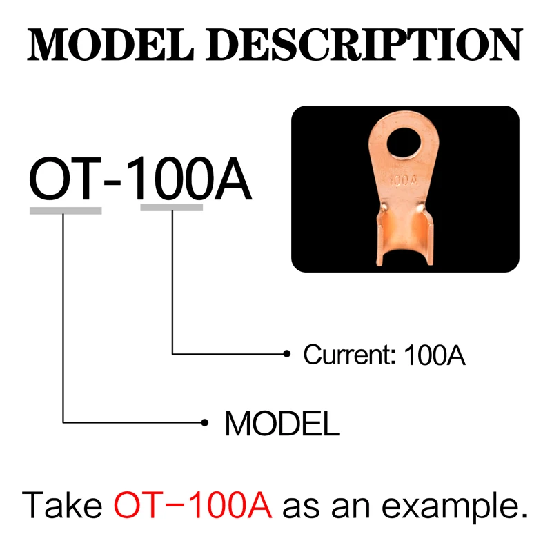 OT Type Copper Open Connecting Nose Crimping Ring Cable Wire Termina