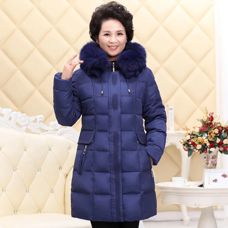 Down Jacket Woman 2020 Hooded Winter Coat Women Long Middle-aged Big Fur Collar Plus Size Chamarras De Mujer 172 KJ2606