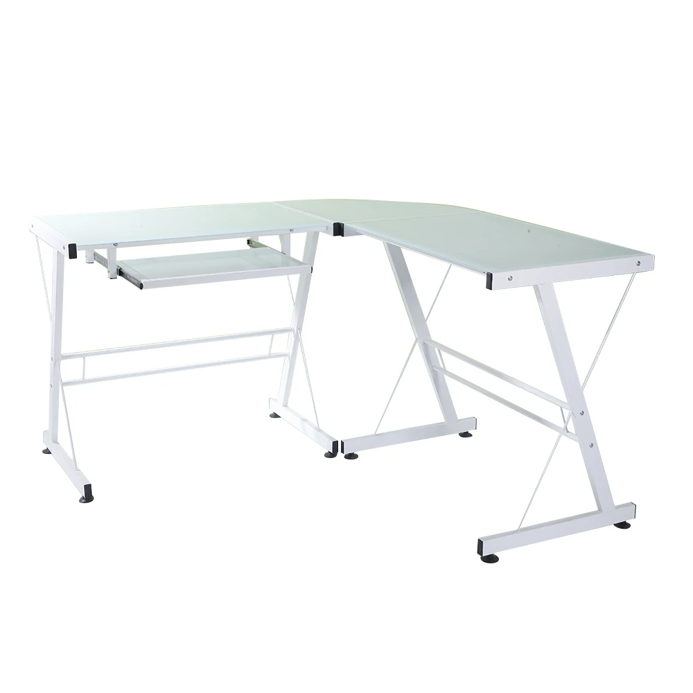 L-Shaped Durable Stalinite Splicing Computer Desk 402C White