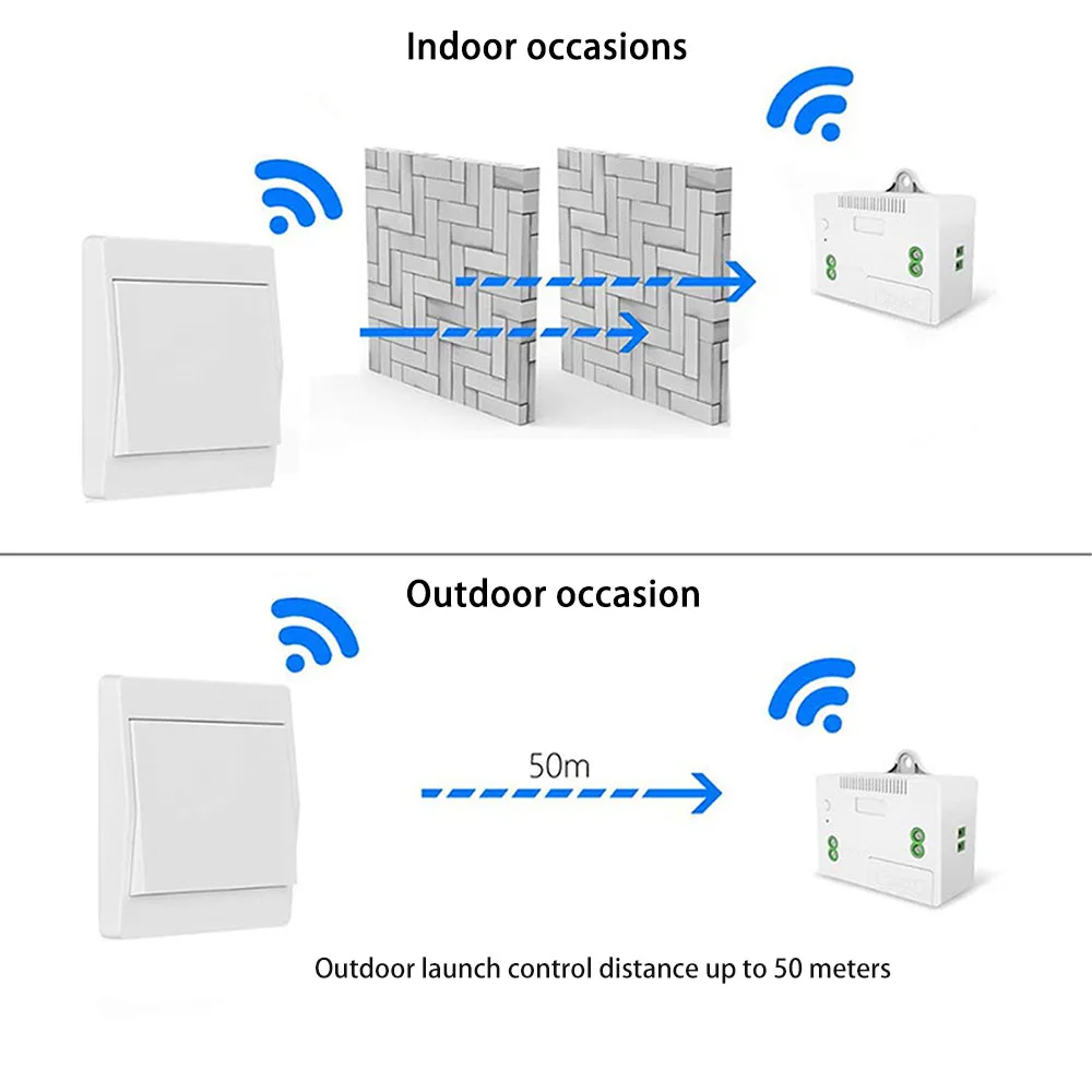 Universal Remote Control Kinetic Switch and 110V 220V 10A Interruptor with Fuse,433Mhz Rf Self-Powered Wall Switch for LED/Light