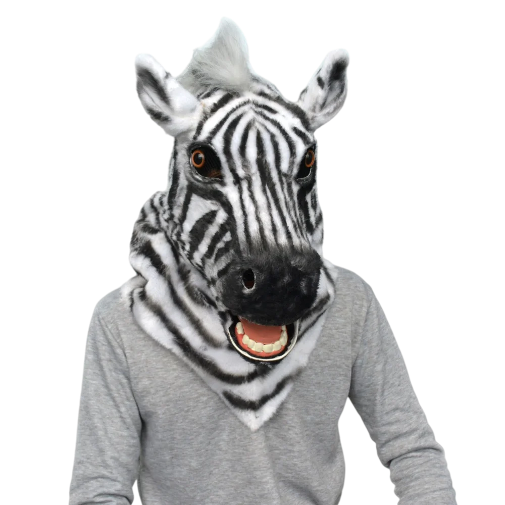 2022 HUITAI PLUSH  HANDMADE MASKED BALL MOVING MOUTH MASK  ZEBRA COSTUME-MASKS COSPLAY PROPS