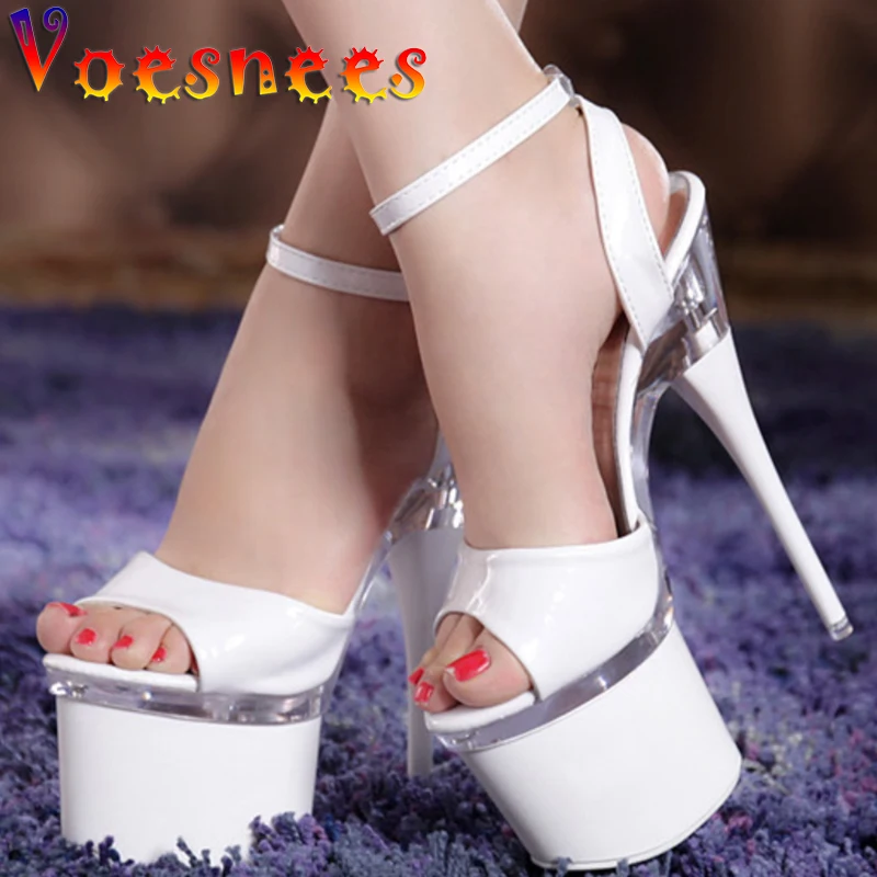 Women Shoes Super High Heels Buckle Strap Thick Bottom Platform Female Modern Sandals Summer 2021 Black Party Club Wedding Shoes