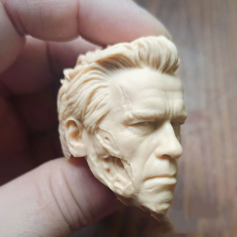 1/6th Old Eldely Damaged Version Of Schwarzenegger T800 Head Sculpture Unpainted White Color For 12inch DIY Figures Collectable