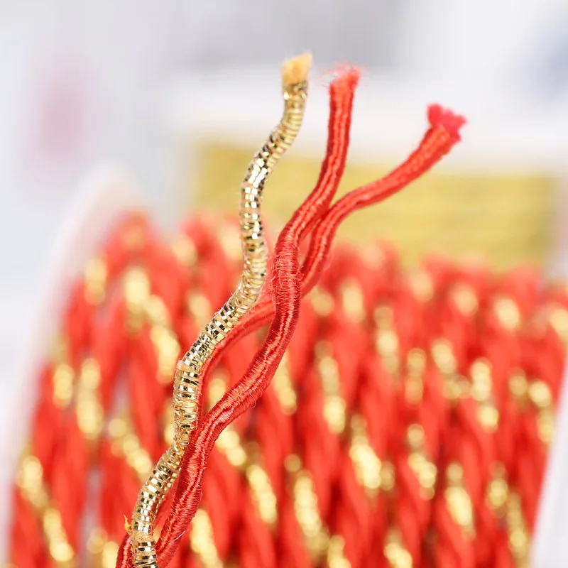 3M/Roll Gold Thread Bleached Tag Cords Wedding Birthday Party Decorations Rope DIY Craft Supplies Gift Wrapping Rope Hang 3MM