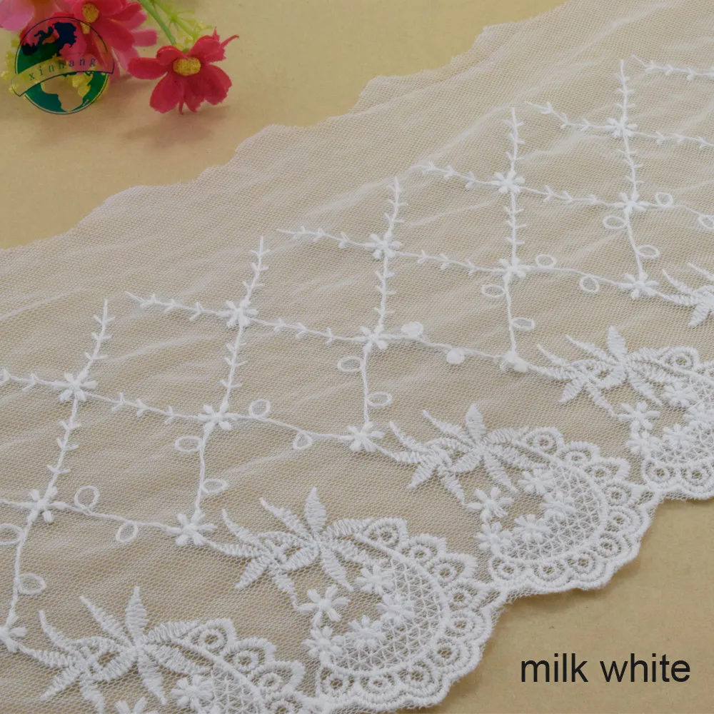 15cm Wide Cotton Embroidery Lace Sewing Ribbon Guipure Trim Wedding Decoration DIY Dolls Colthes Accessories Lace Edge#4008