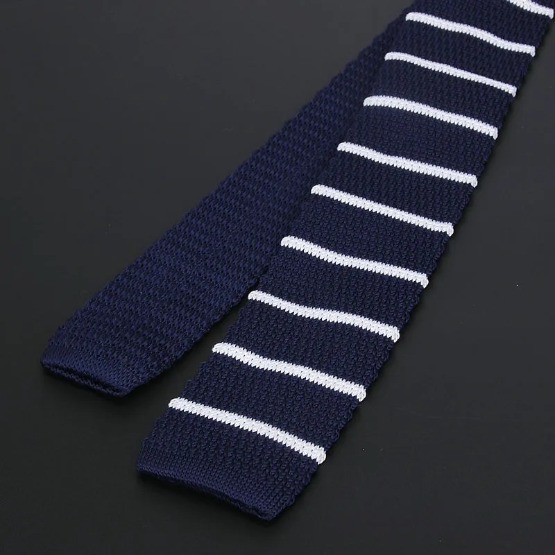 Brand New Men\'s Vintage Striped Knit Neck Ties For Man Party Fashion Colorful Knitting Tie Navy Red Wedding Slim Necktie Cravata