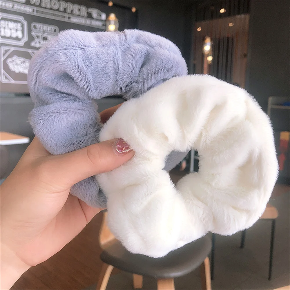 Quente macio cabelo scrunchies peludo elástico faixa de cabelo feminino meninas rabo de cavalo titular borracha de cabelo laços de cabelo acessórios