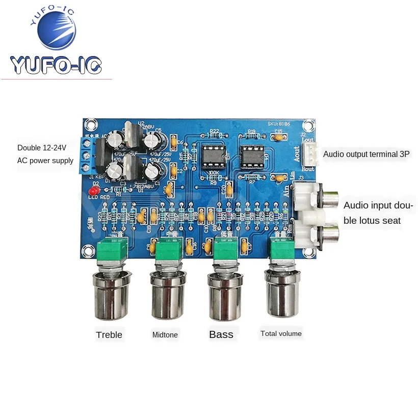 3pcs XH-M164 Power Amplifier Tuning Board Front Board  NE5532 Amplification Beautification Adjustment High Bass Adjustable Board