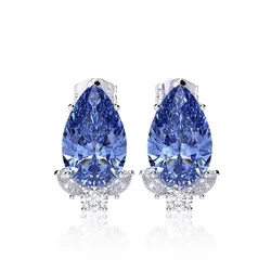 Huitan Gorgeous Teardrop CZ Stud Earrings Bridal Wedding Engagement Accessories Pink/Blue Elegant Women Earrings Fashion Jewelry