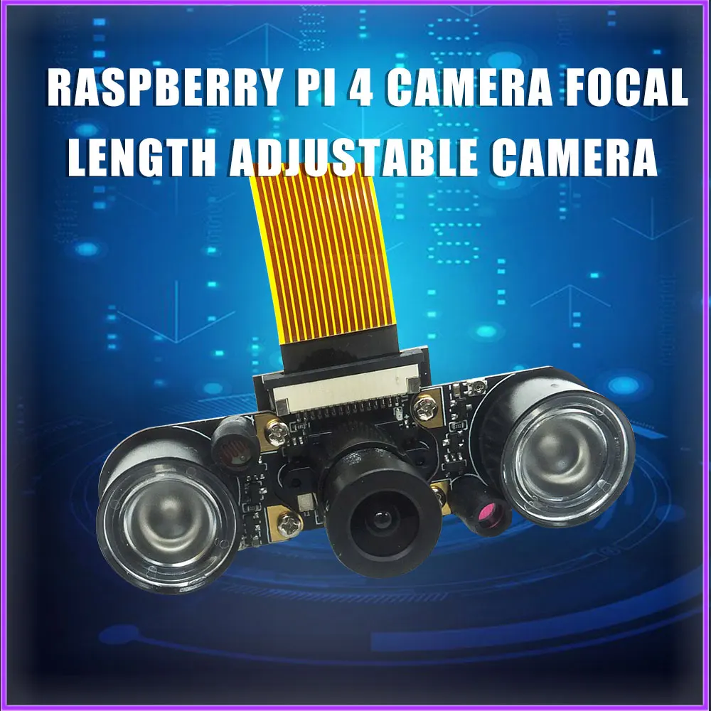 

5MP Raspberry Pi 4 Camera Focal Adjustable Night Vision Camera + IR Sensor Light for Raspberry Pi 4 Model B/3B+/3B/Zero