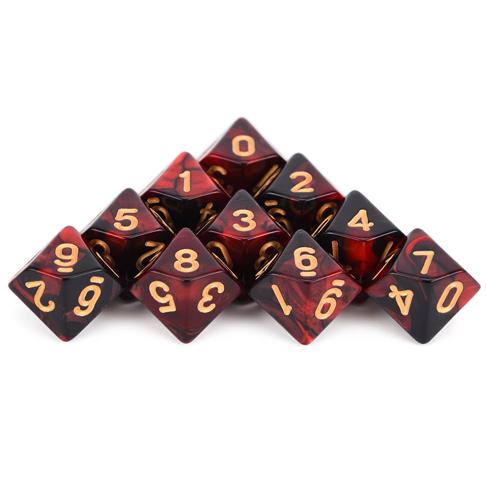 10pcs D10 Sided Polyhedral Dice for Tabletop RPG World of Darkness Vampire Set of 10 D10