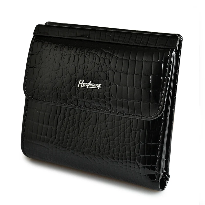 HH Frauen Brieftasche Patent Leder Dame Kurze Haspe Zipper Münze Karte Halter Geldbörse Mini Geldbörsen Weibliche Luxus Alligator Geldbörsen Kupplung
