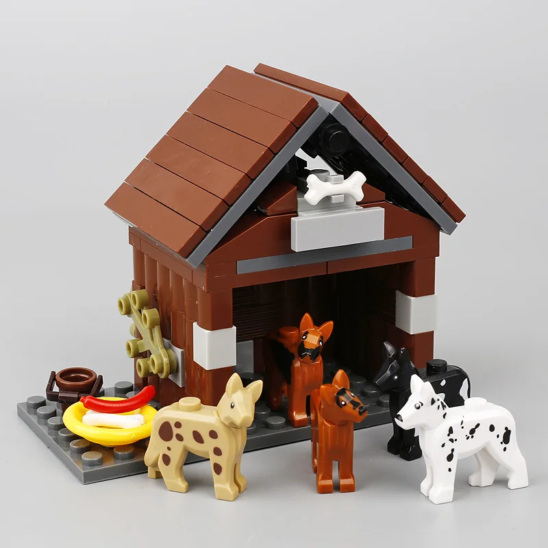 Farm Building Blocks Chicken Coop Dog House Pig Sty DIY MOC City Accessories Bricks Animal Toys Sets for Children Gifts W180