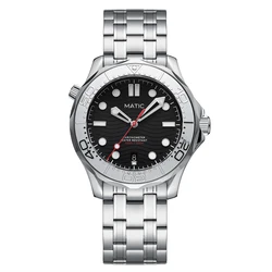 MATIC WATCH DIVER 200M 41mm PT5000 Mechanical Wristwatches Men's Watches [Black Dial with Silver Bezel Insert]