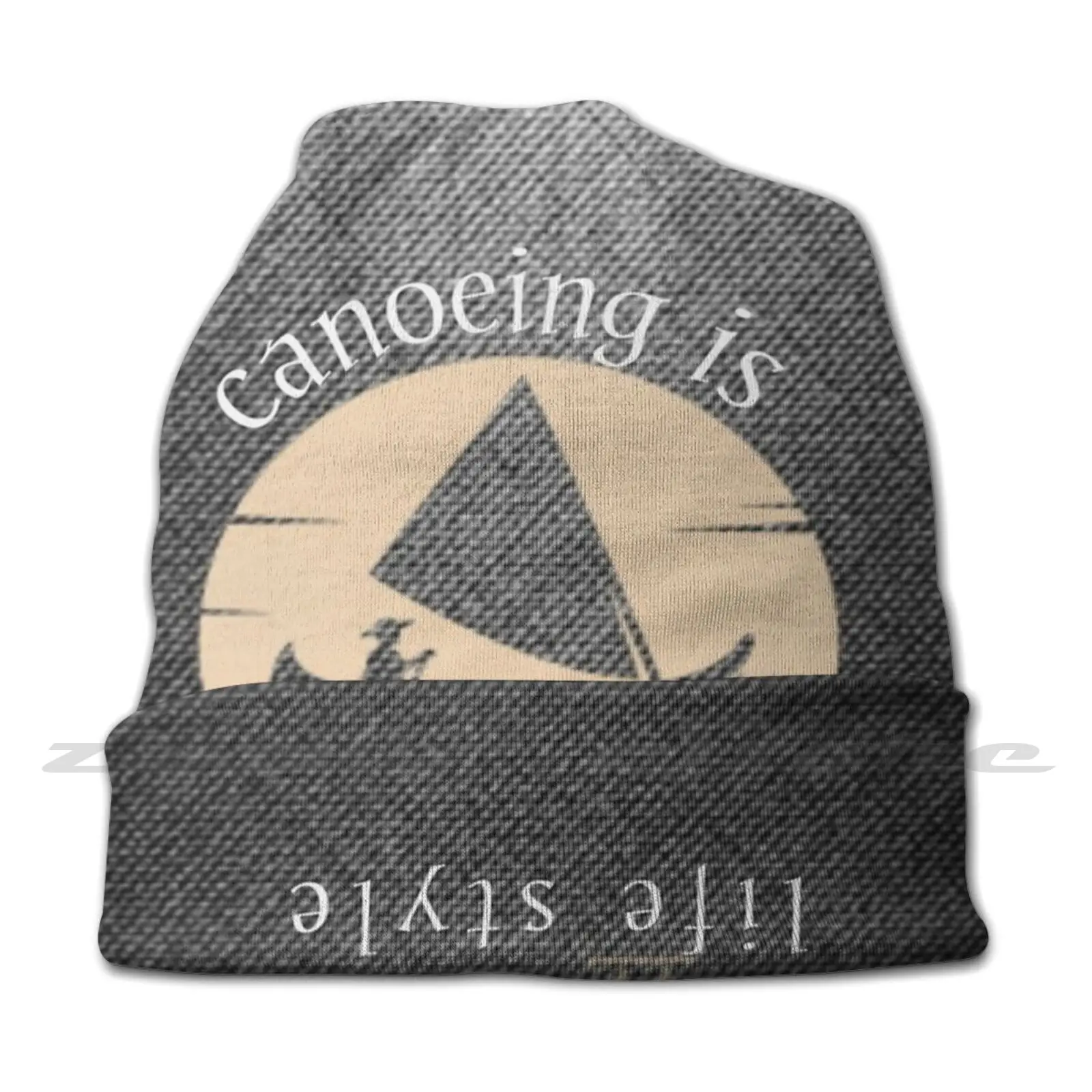 Canoeing Life Style For Summer Boat Ship T-Shirt Knit Hat Elastic Soft Personalized Pattern Present Cap Canoeing Canoe