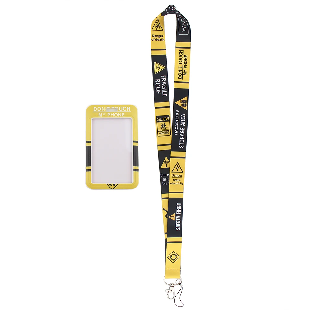 ER625 Safety First Yellow Warning Fashion Lanyard ID Badge Holder Bus Card Holder Staff Card Bank Credit Card Holder Accessories