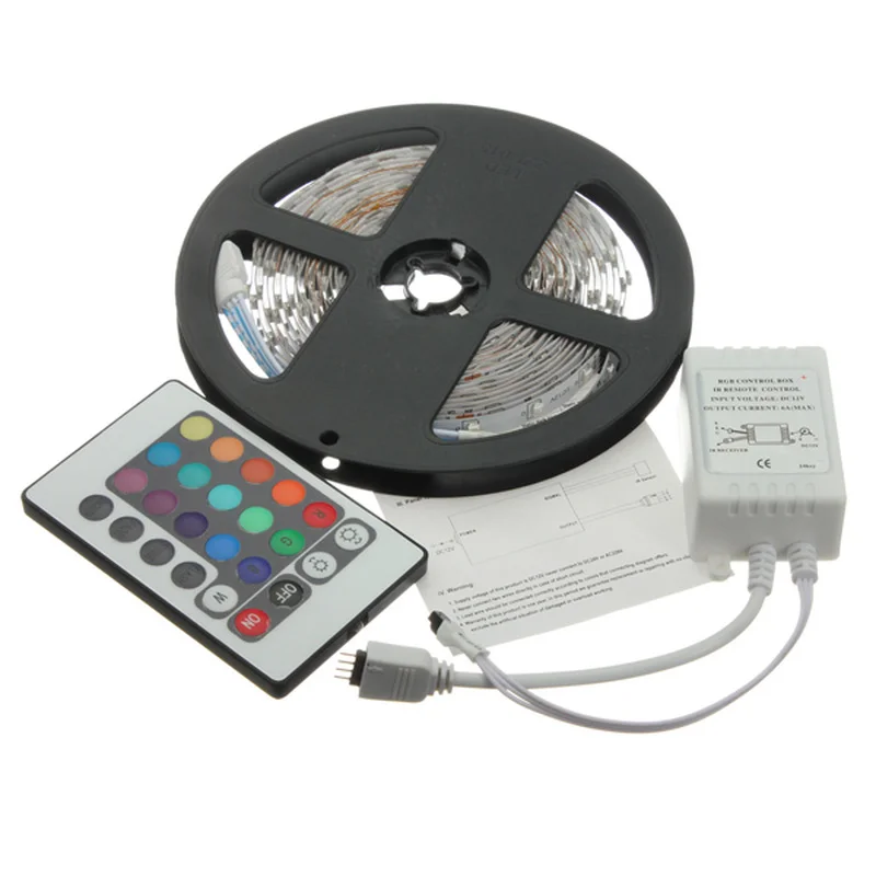 5M  Non Waterproof DC12V 3528 5050 RGB LED Strip Light Flexible RGB Diode Led Tape Set Remote Control Support Dropshipping