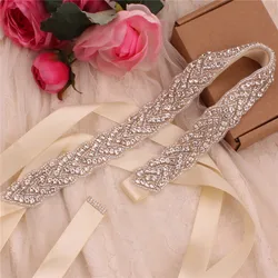 Crystal bridal belt with ribbons, handmade silver wedding belt, cookie patient belt for wedding evening dresses