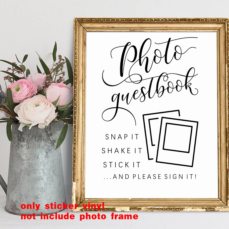 Wedding Photo Guest Book Decal Sticker Vinyl Guestbook Sign Wedding Snap Shake Stick Sign It Party Decor