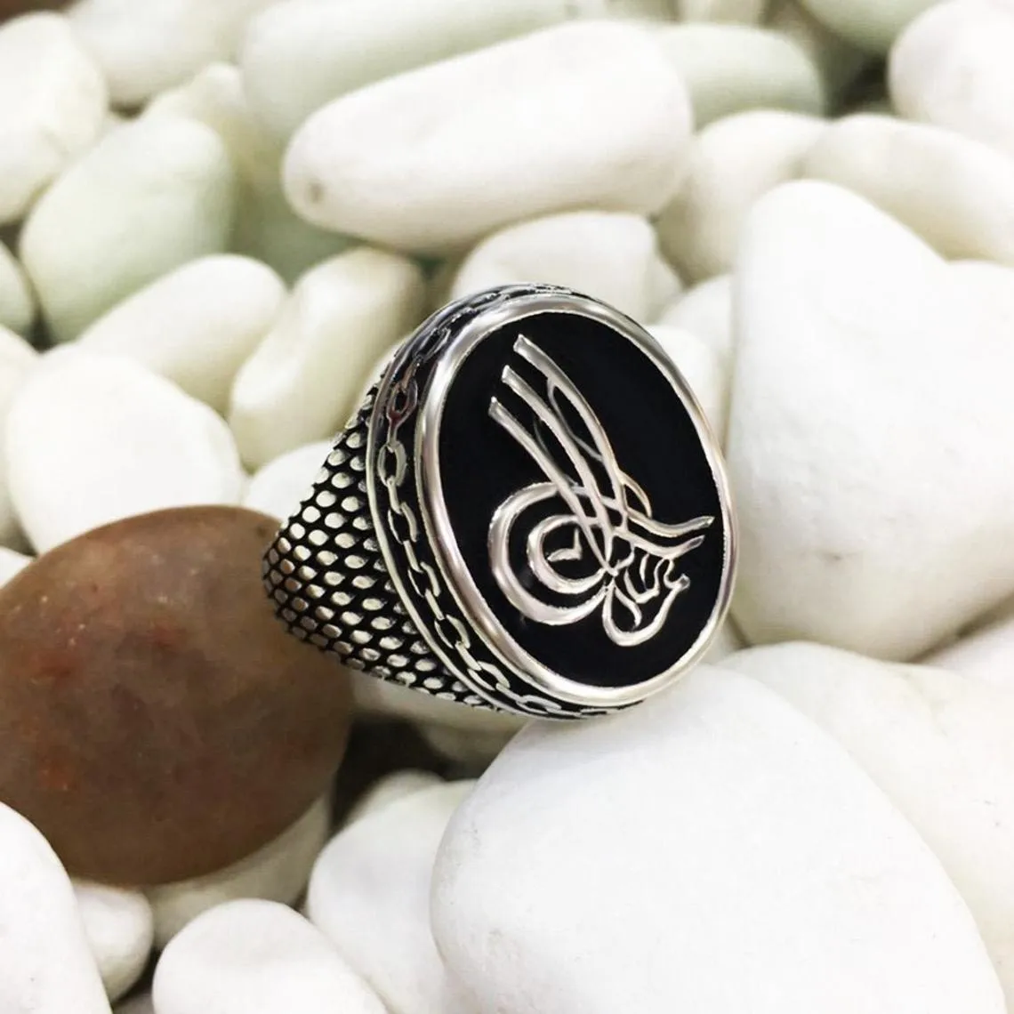 Solid 925 Sterling Silver Ottoman Sultan's Monogram Tughra Men's Ring Special Jewelry Accessory For Men Gift Idea