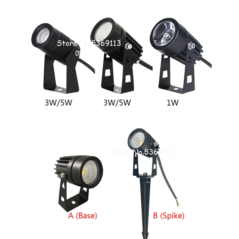 LED COB Garden Lighting 1W 3W 5W Outdoor Spike Lawn Lamp Waterproof Lighting Led Light Garden Path Spotlights AC220V DC12V