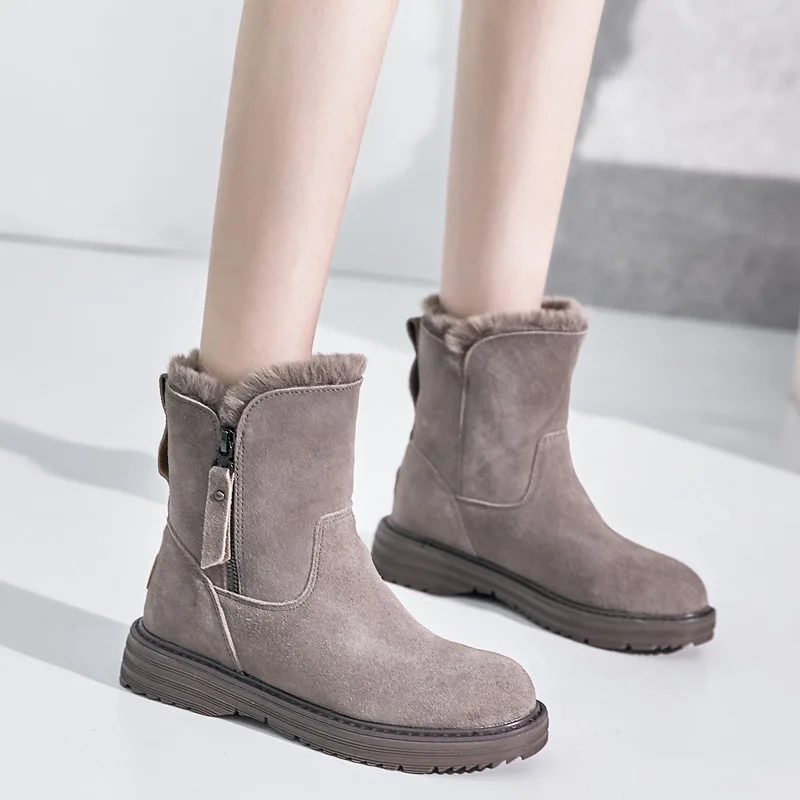 New Winter Boots Women Genuine Leather Shoes Cow Leather Women Snow Boots Warm Shoes Cold Winter Woman Ankle Boots L041