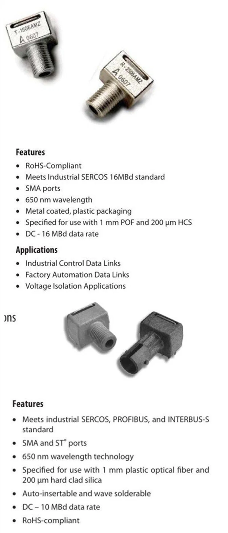 SMA905-SMA905 POF patchcords 1.0mm core SMA905 metal ferrule suitable for T-1505/1506 R-2505/2506/2555 converter ELINK