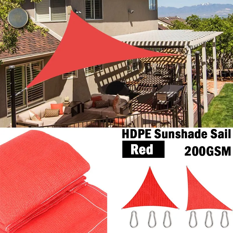 

200GSM Red Triangle Awning HDPE Sunshade Net Anti-UV Courtyard Terrace Sun Protective Fabric Beach Camping Pool Sun Shade Sail