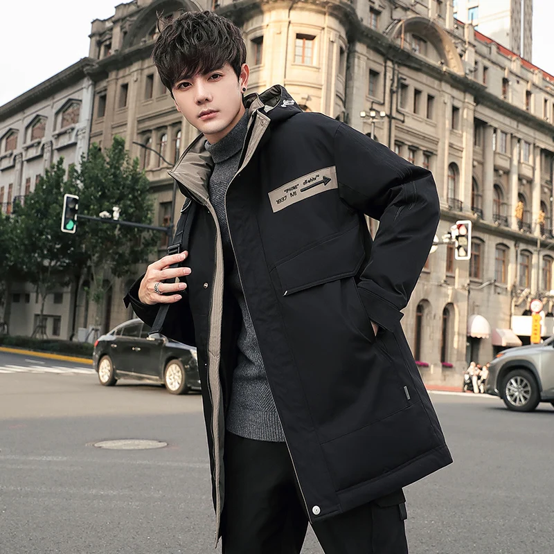 Down jacket men 2021 new tide brand trend handsome winter thickening hooded coat High quality fashion street warm jackets