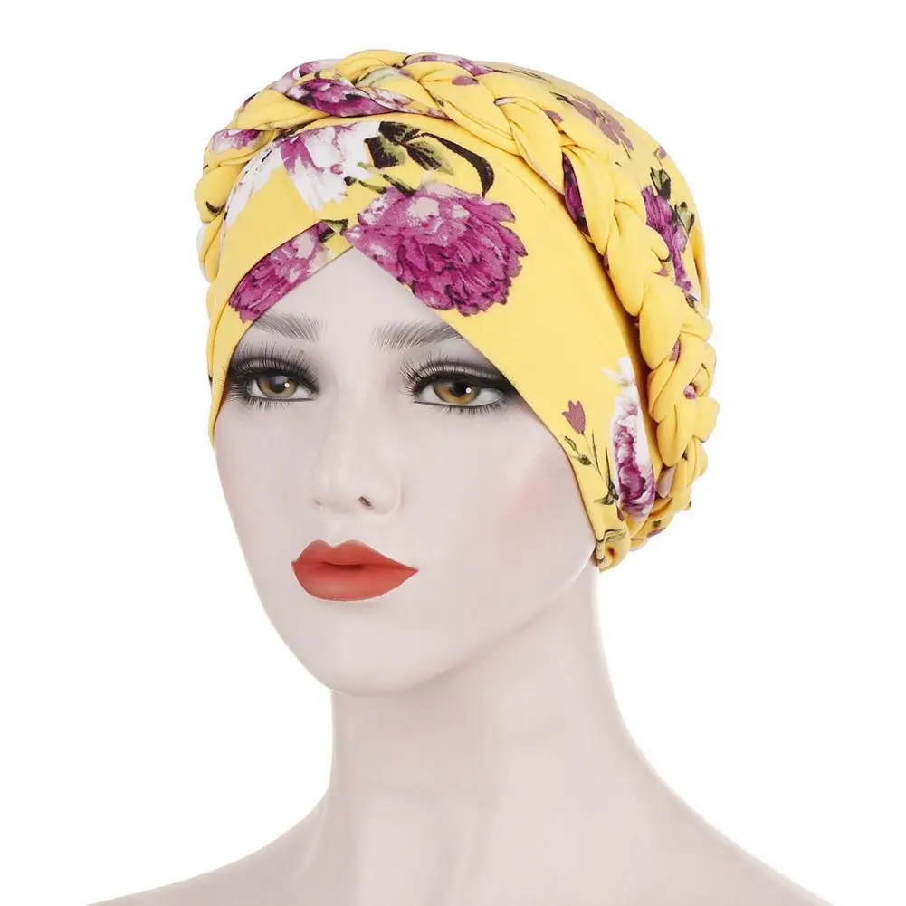 Chic Women Floral Print Elastic Head Scarf Turban Hat Cancer Chemo Hair Loss Cap Hijabs Muslim