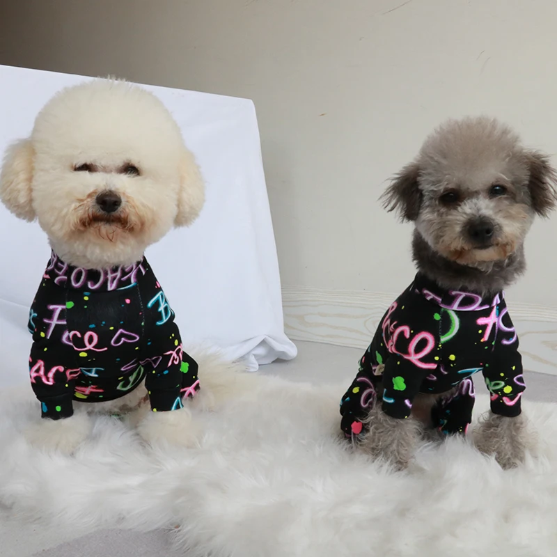 Pet Dog Jumpsuit 100%Cotton Puppy Clothes Thin Printed Overalls Stretchy Pajamas For Small Dogs Chihuahua Poodle Home Wear