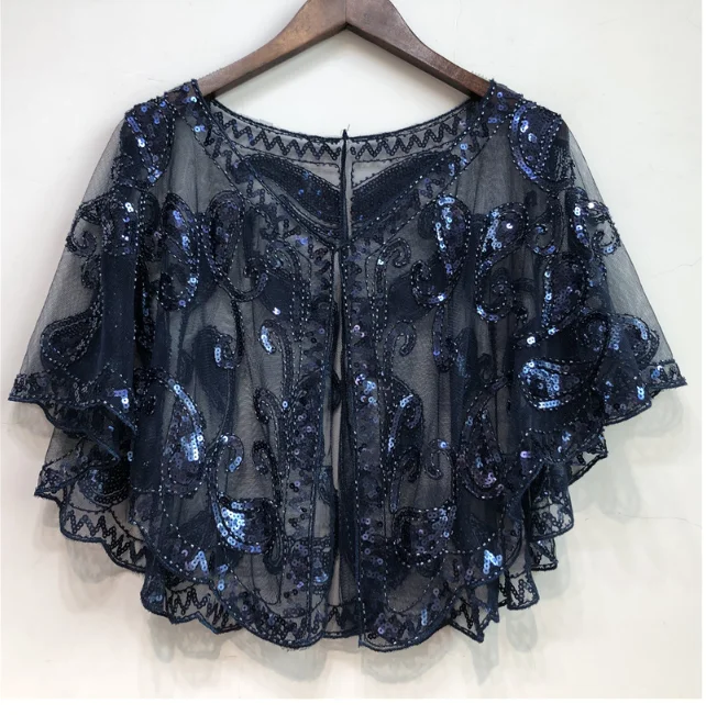 2022summer new women's stage show sequins fashion wild wedding shawl embroidery flowers with dress shawl short female