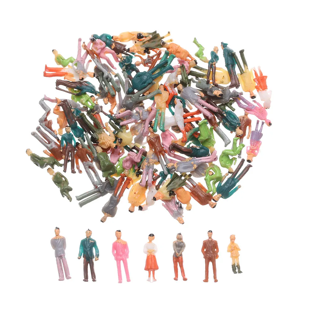 100 قطعة/الحزمة نموذج أرقام بناء الناس الركاب قطار مشهد 1:100/1:150 مقياس مختلط اللون تشكل نموذج الناس